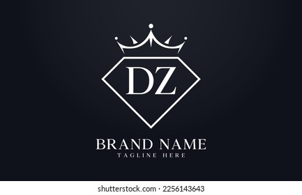 Diamantkrone Vektorgrafik. Luxusqueen-Logo für Schmuckvektor mit Buchstaben