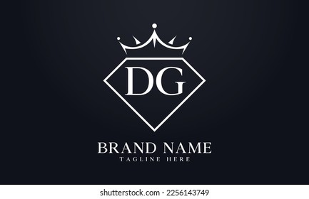 Diamond crown vector. Luxury queen logo for jewelry vector with letters