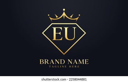 Diamond crown vector. Luxury queen logo for jewelry vector with letters