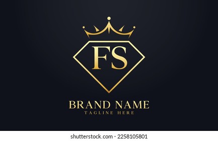 Diamond crown vector. Luxury queen logo for jewelry vector with letters