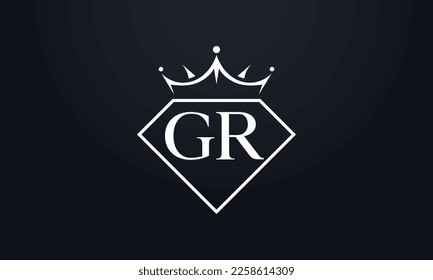 Vector de corona de diamante. Logotipo de reina de lujo para vectores de joyería con letras