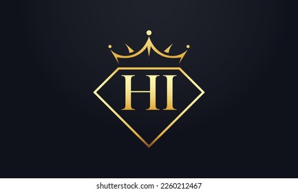 Diamond crown vector. Luxury queen logo for jewelry vector with letters