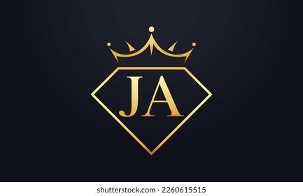 Diamond crown vector. Luxury queen logo for jewelry vector with letters