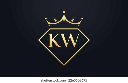 Diamond crown vector. Luxury queen logo for jewelry vector with letters