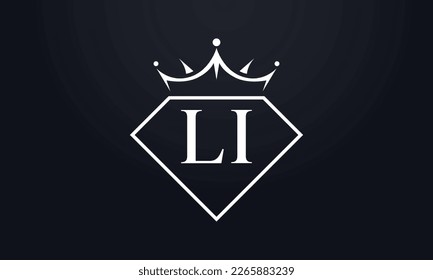 Diamond crown vector. Luxury queen logo for jewelry vector with letters