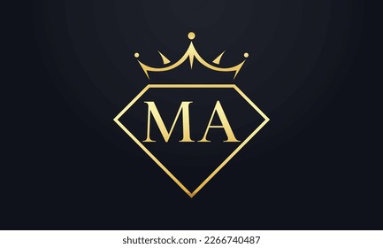Diamond crown vector. Luxury queen logo for jewelry vector with letters