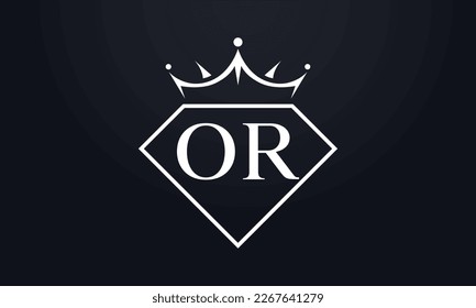 Diamond crown vector. Luxury queen logo for jewelry vector with letters