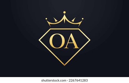 Vector de corona de diamante. Logotipo de reina de lujo para vectores de joyería con letras