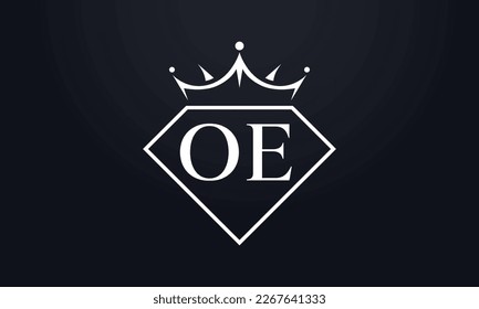 Vector de corona de diamante. Logotipo de reina de lujo para vectores de joyería con letras