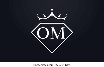 Vector de corona de diamante. Logotipo de reina de lujo para vectores de joyería con letras