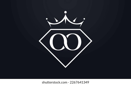 Vector de corona de diamante. Logotipo de reina de lujo para vectores de joyería con letras