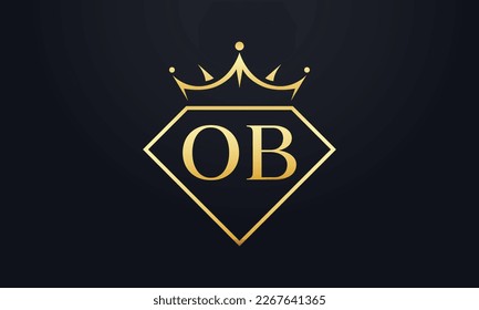 Diamond crown vector. Luxury queen logo for jewelry vector with letters
