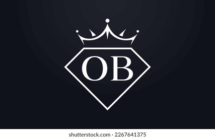 Diamond crown vector. Luxury queen logo for jewelry vector with letters