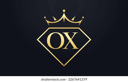 Vector de corona de diamante. Logotipo de reina de lujo para vectores de joyería con letras