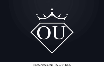 Vector de corona de diamante. Logotipo de reina de lujo para vectores de joyería con letras
