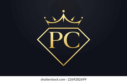 Diamond crown vector. Luxury queen logo for jewelry vector with letters