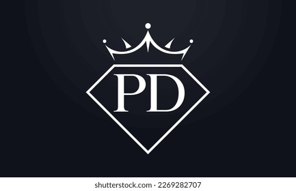 Diamond crown vector. Luxury queen logo for jewelry vector with letters