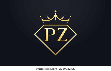 Vector de corona de diamante. Logotipo de reina de lujo para vectores de joyería con letras