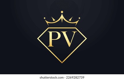 Diamond crown vector. Luxury queen logo for jewelry vector with letters
