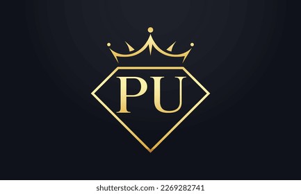 Diamond crown vector. Luxury queen logo for jewelry vector with letters