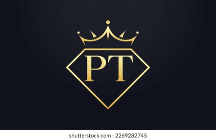 Vector de corona de diamante. Logotipo de reina de lujo para vectores de joyería con letras