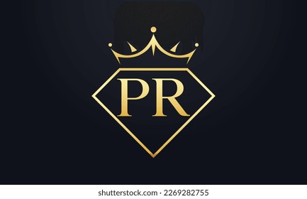 Diamond crown vector. Luxury queen logo for jewelry vector with letters