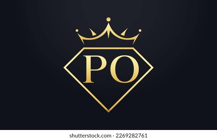 Vector de corona de diamante. Logotipo de reina de lujo para vectores de joyería con letras