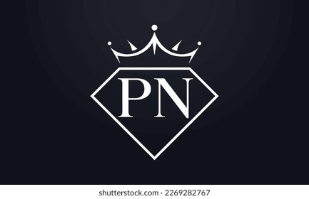 Diamond crown vector. Luxury queen logo for jewelry vector with letters