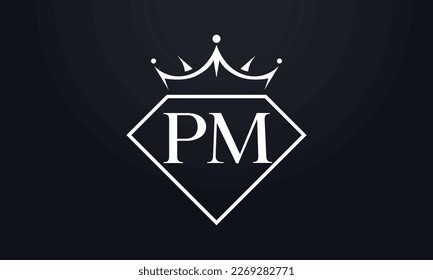 Diamantkrone Vektorgrafik. Luxusqueen-Logo für Schmuckvektor mit Buchstaben