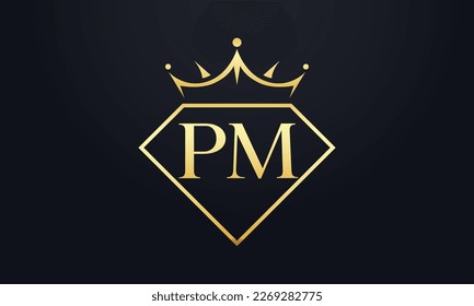 Vector de corona de diamante. Logotipo de reina de lujo para vectores de joyería con letras