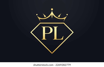 Diamantkrone Vektorgrafik. Luxusqueen-Logo für Schmuckvektor mit Buchstaben
