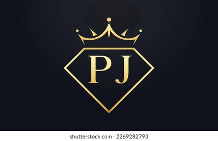 Vector de corona de diamante. Logotipo de reina de lujo para vectores de joyería con letras