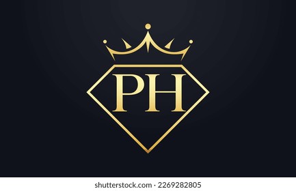 Vector de corona de diamante. Logotipo de reina de lujo para vectores de joyería con letras