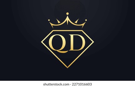 Diamond crown vector. Luxury queen logo for jewelry vector with letters