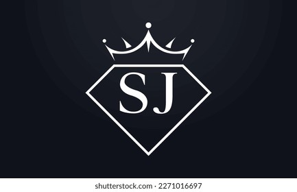 Vector de corona de diamante. Logotipo de reina de lujo para vectores de joyería con letras
