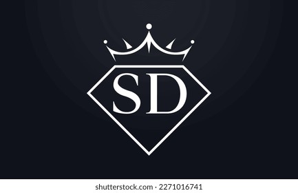 Vector de corona de diamante. Logotipo de reina de lujo para vectores de joyería con letras