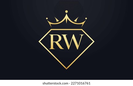 Vector de corona de diamante. Logotipo de reina de lujo para vectores de joyería con letras