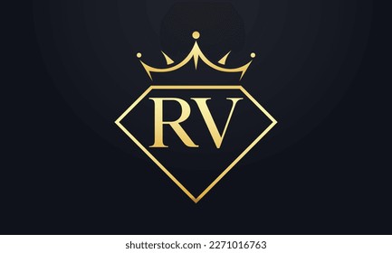 Vector de corona de diamante. Logotipo de reina de lujo para vectores de joyería con letras