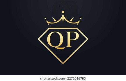 Vector de corona de diamante. Logotipo de reina de lujo para vectores de joyería con letras