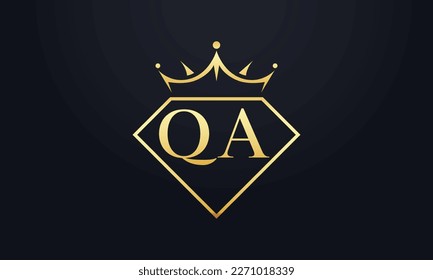 Diamantkrone Vektorgrafik. Luxusqueen-Logo für Schmuckvektor mit Buchstaben