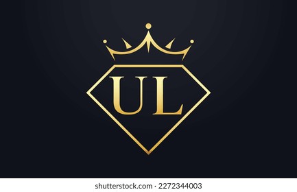 Vector de corona de diamante. Logotipo de reina de lujo para vectores de joyería con letras