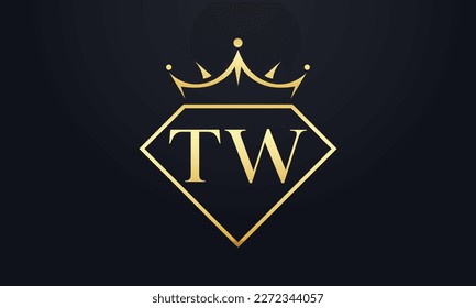Vector de corona de diamante. Logotipo de reina de lujo para vectores de joyería con letras