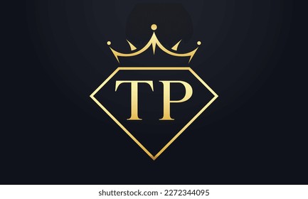 Vector de corona de diamante. Logotipo de reina de lujo para vectores de joyería con letras