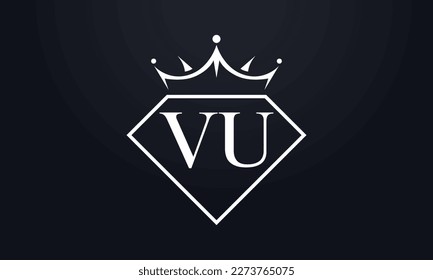 Diamond crown vector. Luxury queen logo for jewelry vector with letters