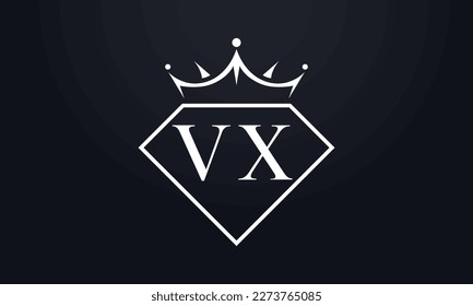Diamond crown vector. Luxury queen logo for jewelry vector with letters