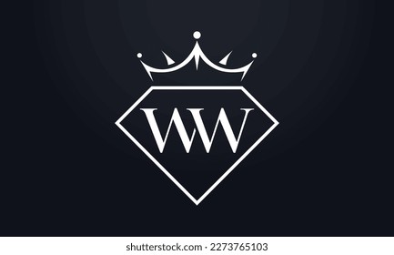 Vector de corona de diamante. Logotipo de reina de lujo para vectores de joyería con letras