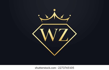 Vector de corona de diamante. Logotipo de reina de lujo para vectores de joyería con letras