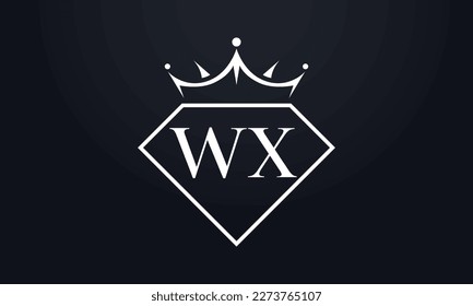 Diamond crown vector. Luxury queen logo for jewelry vector with letters