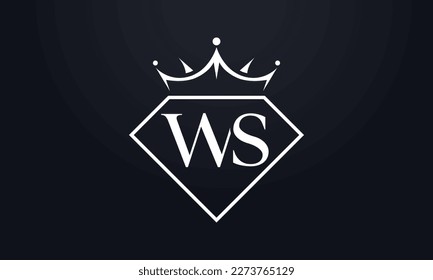 Vector de corona de diamante. Logotipo de reina de lujo para vectores de joyería con letras
