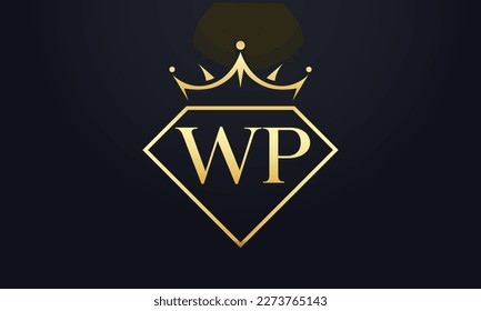 Diamond crown vector. Luxury queen logo for jewelry vector with letters